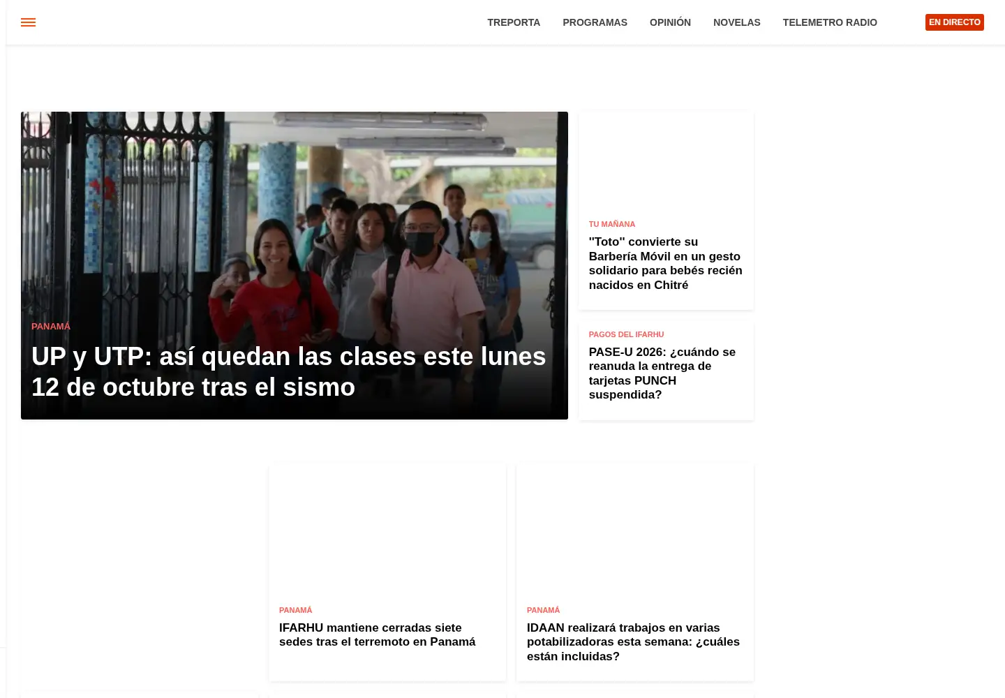 Captured homepage of telemetro.com in the current scan