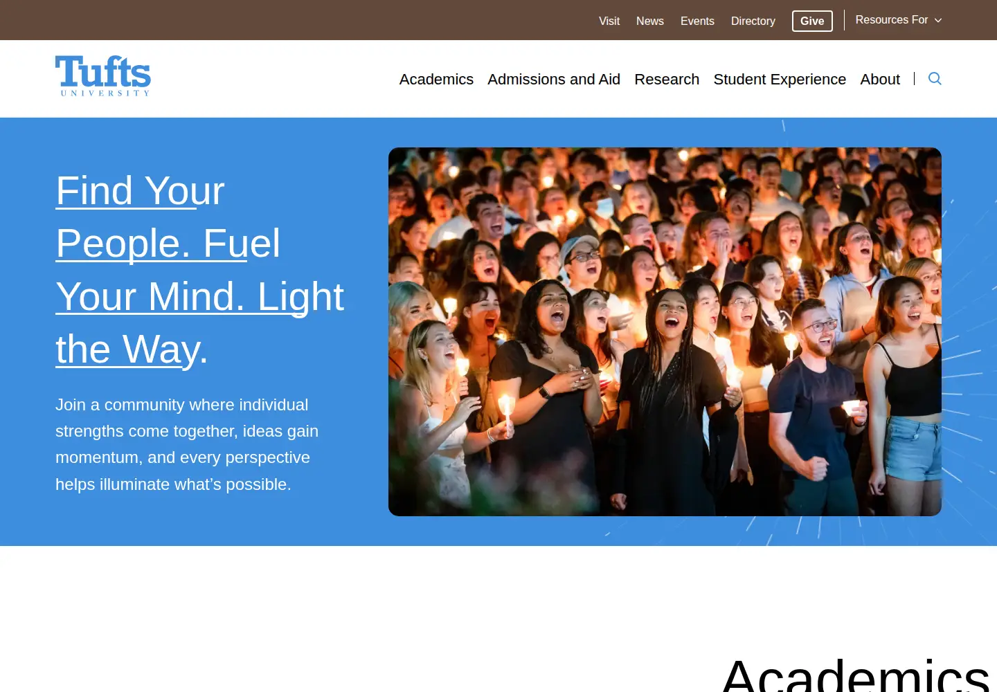 Screenshot of tufts.edu