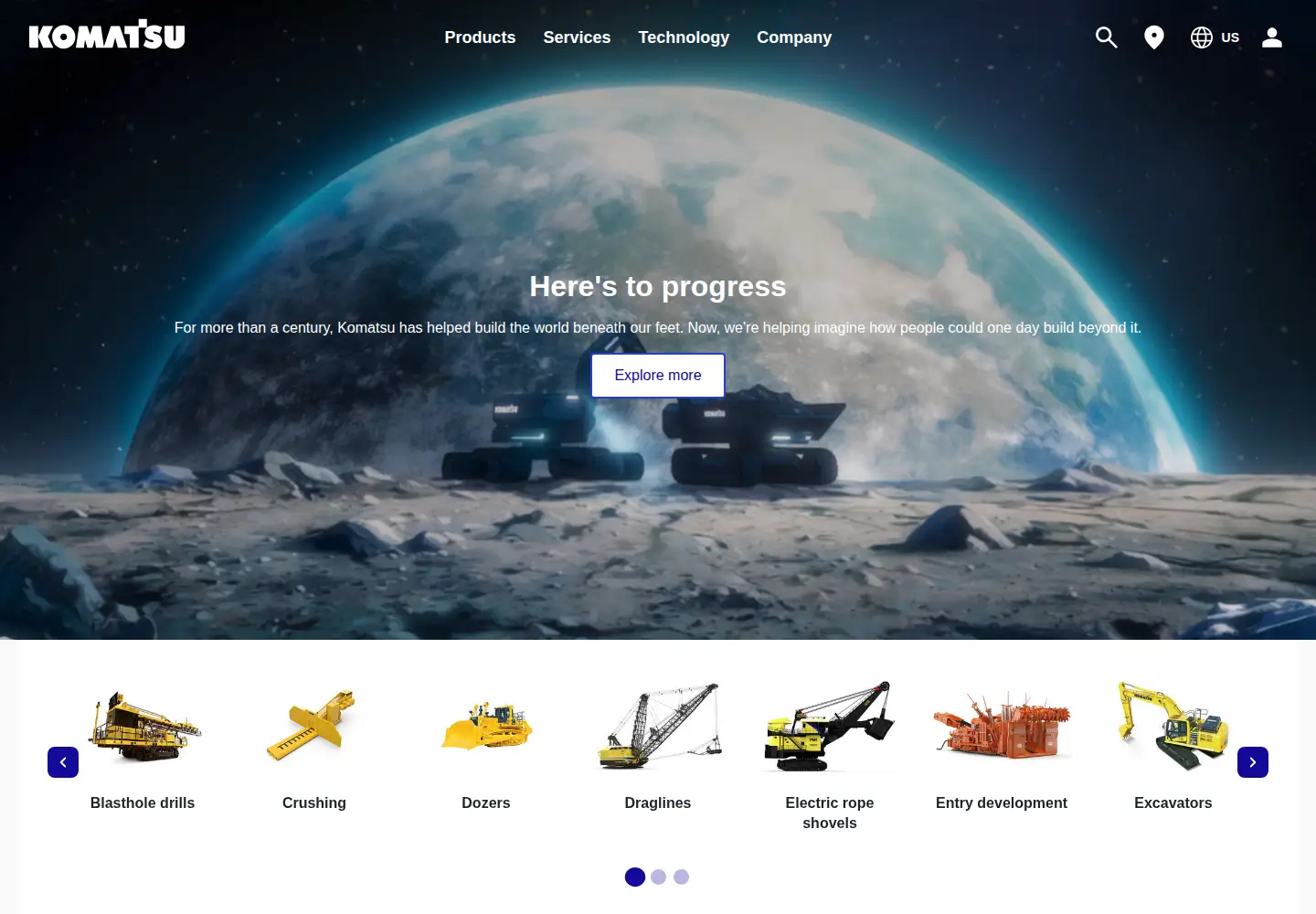 Captured homepage of komatsu.com in the current scan