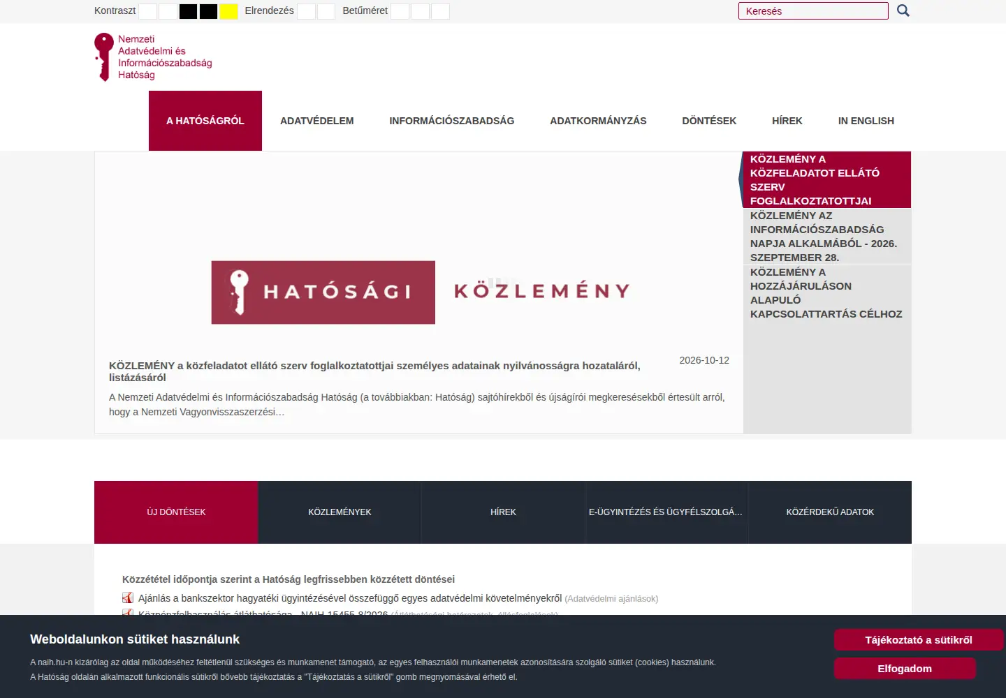 Screenshot of naih.hu