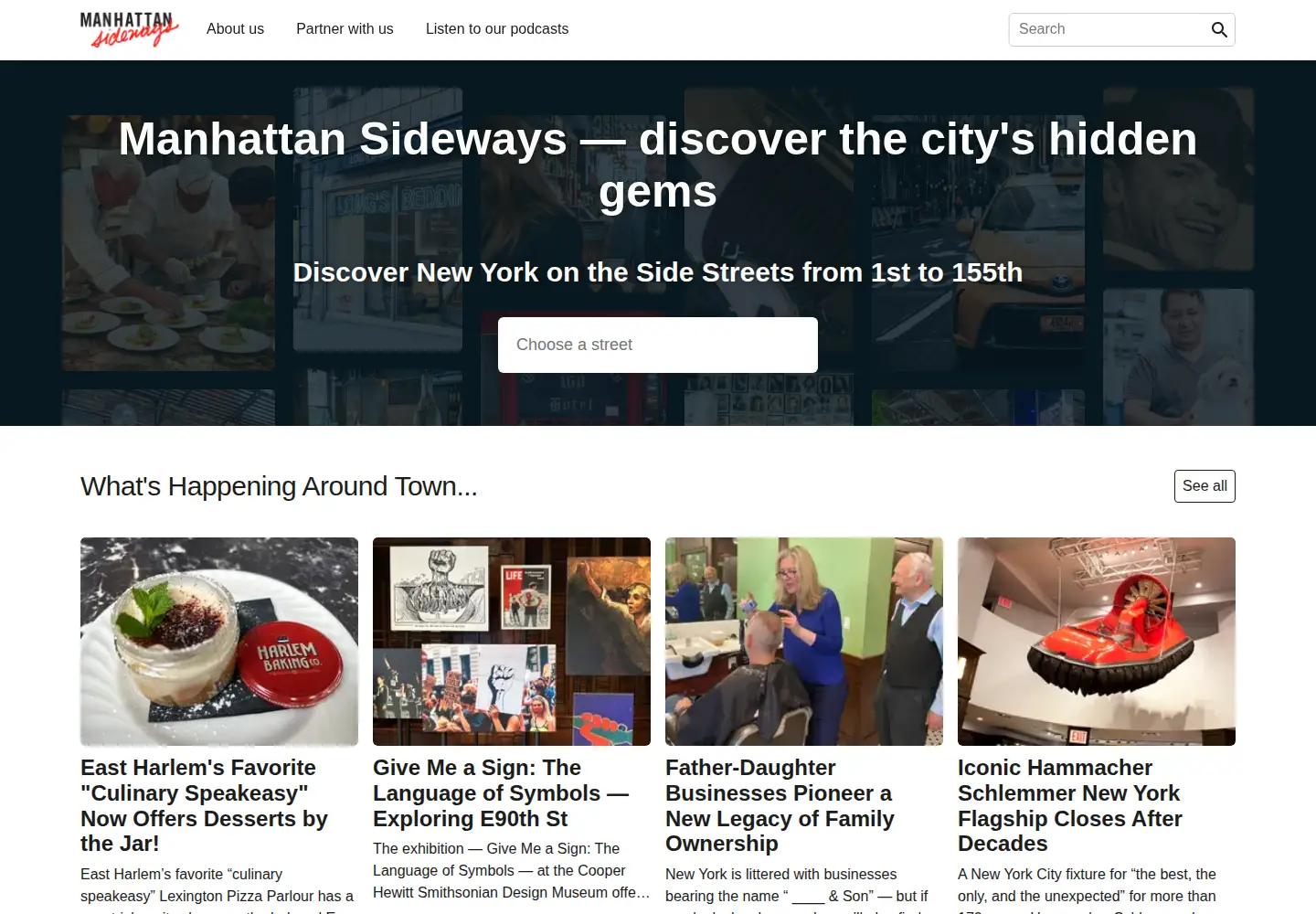 Screenshot of sideways.nyc