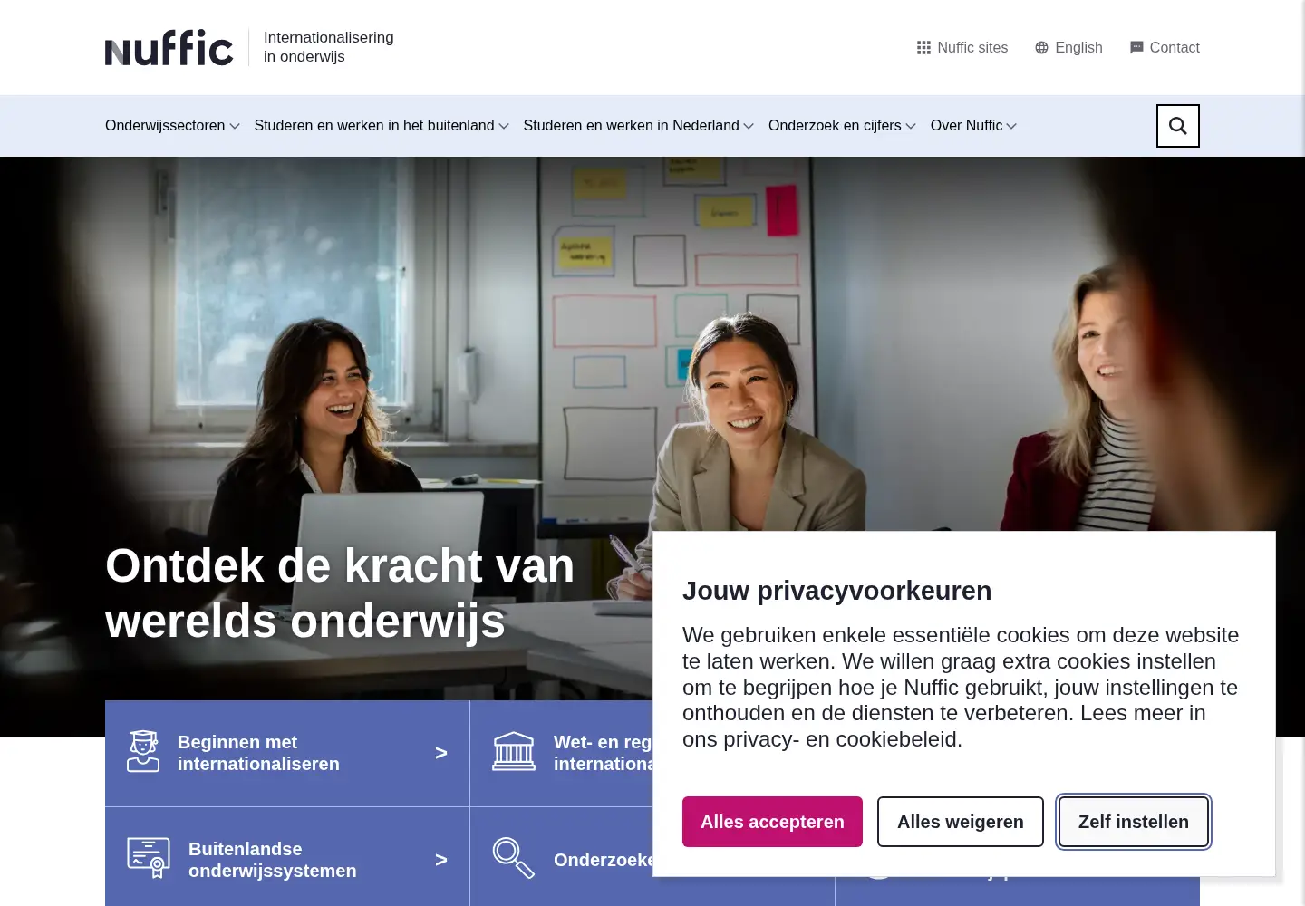 Captured homepage of nuffic.nl in the current scan