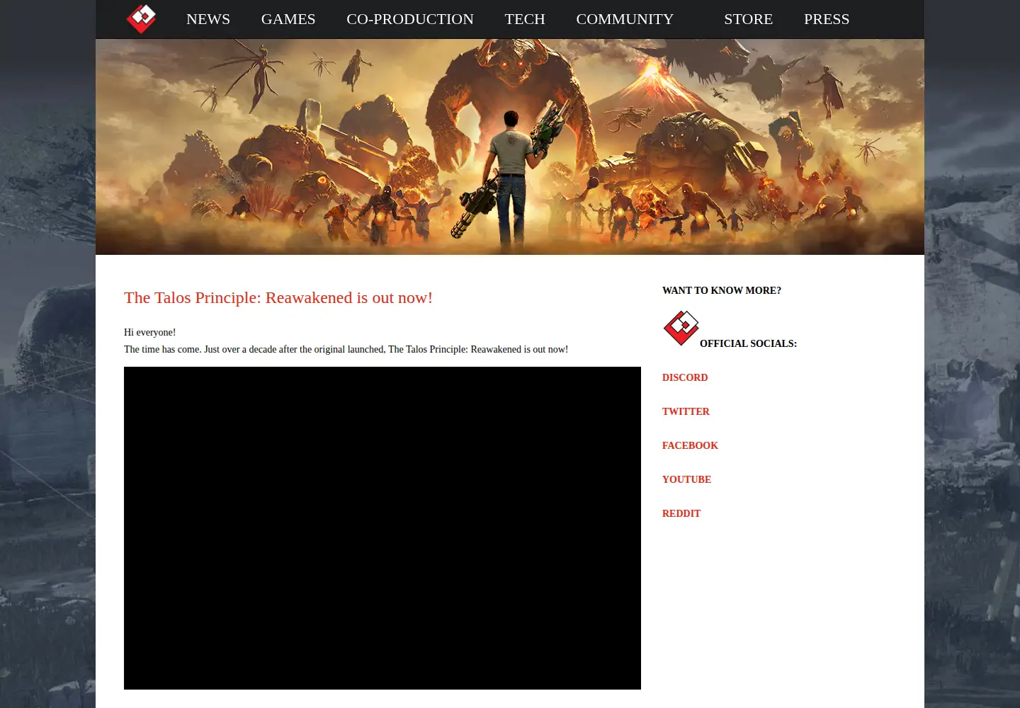 Captured homepage of croteam.com in the current scan