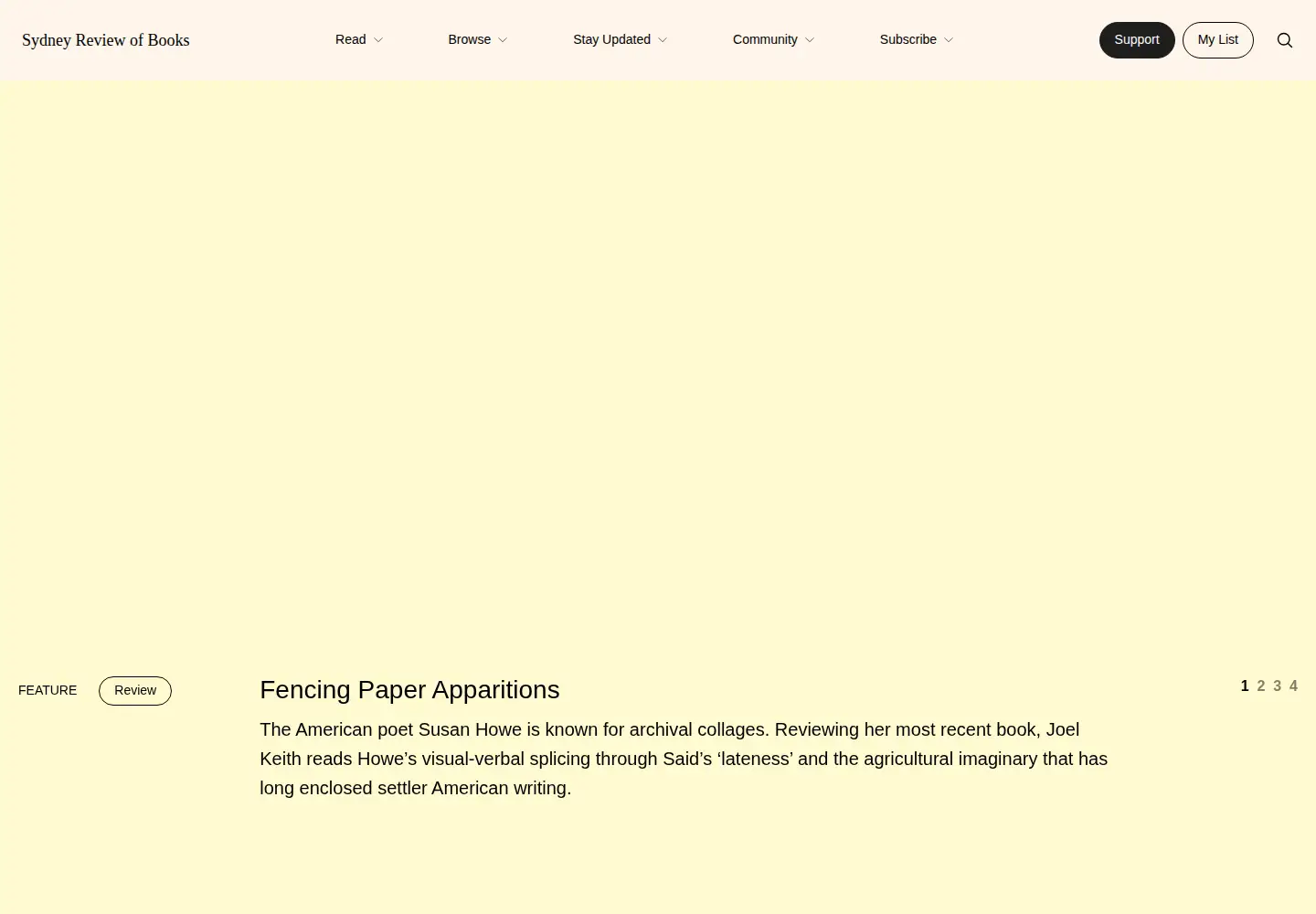 Captured homepage of sydneyreviewofbooks.com in the current scan