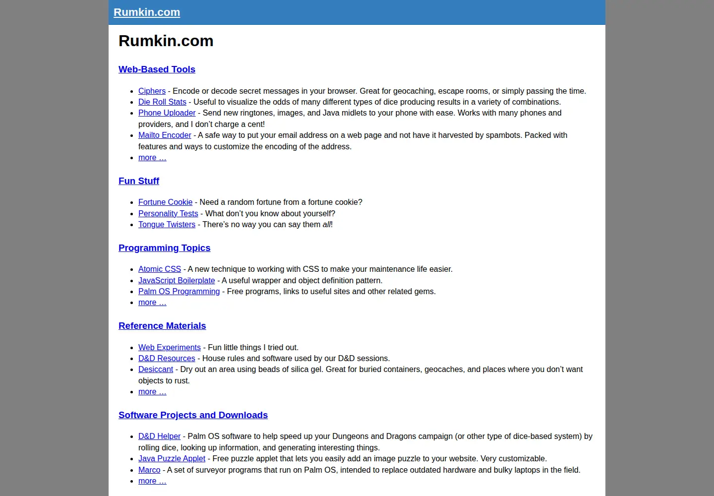 Screenshot of rumkin.com