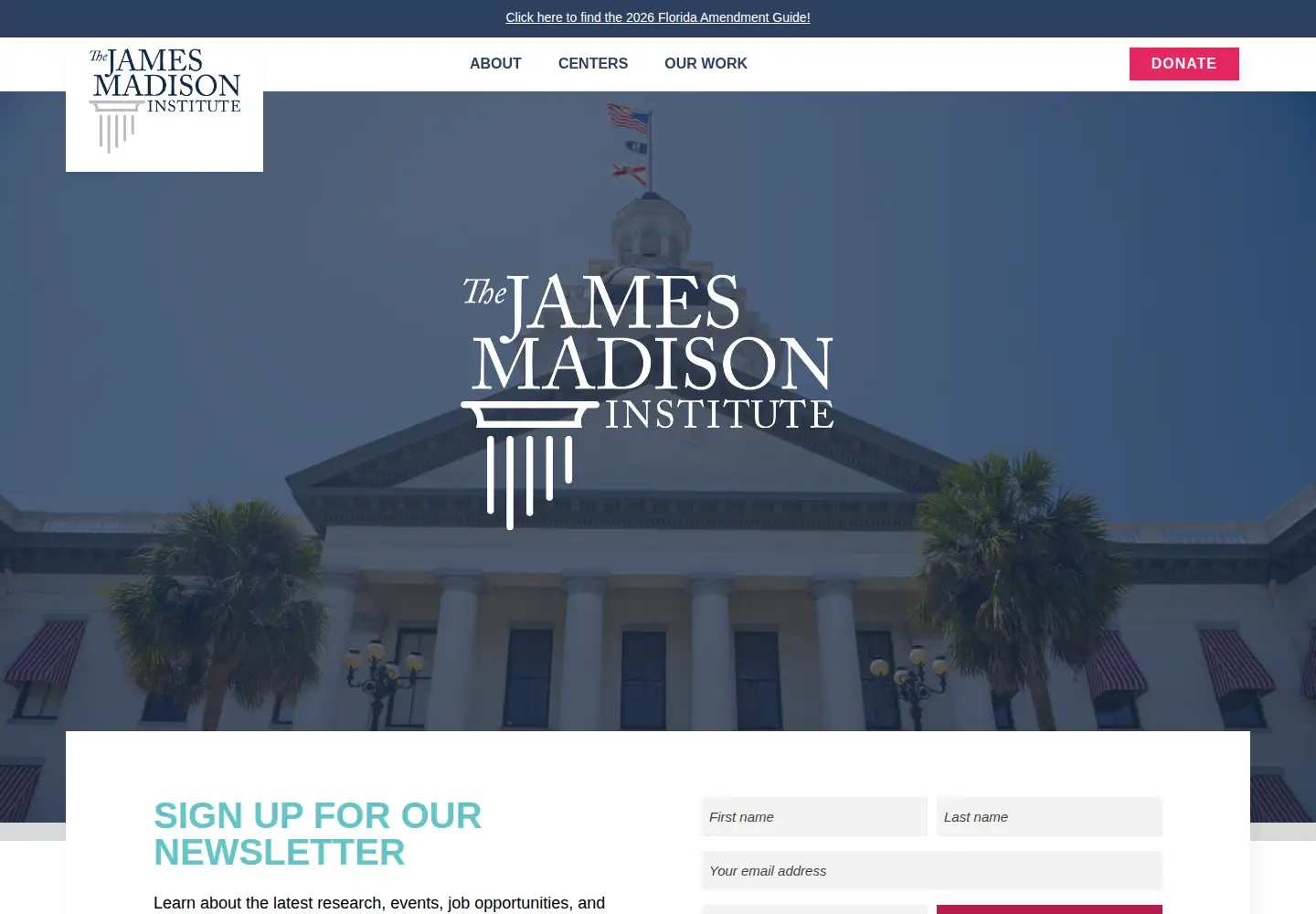 Captured homepage of jamesmadison.org in the current scan