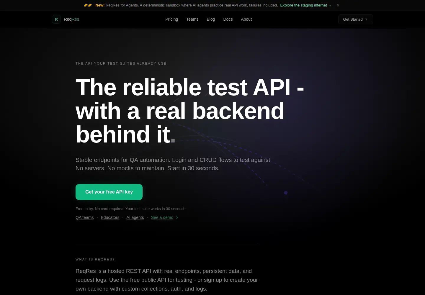 Captured homepage of reqres.in in the current scan
