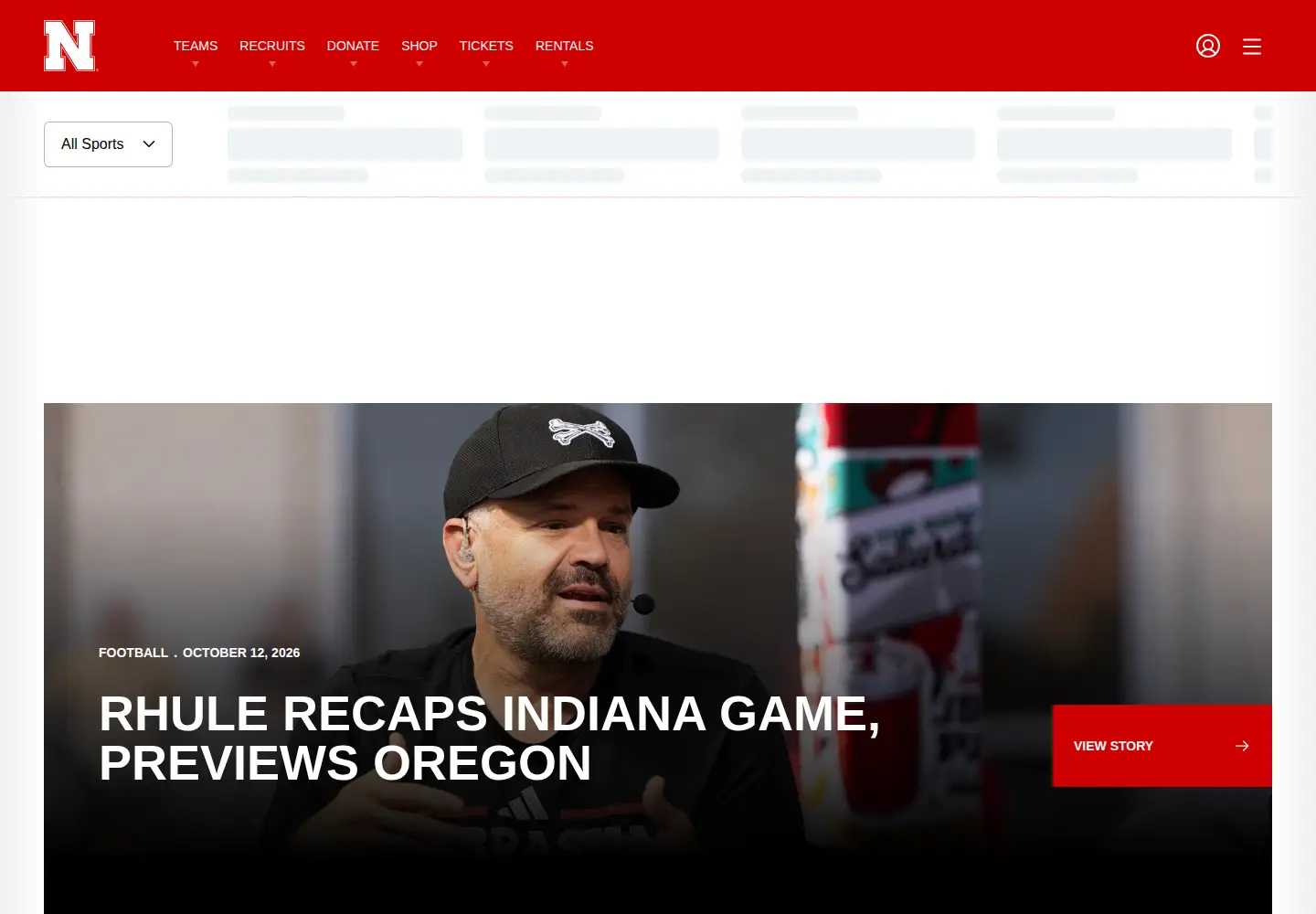 Screenshot of huskers.com
