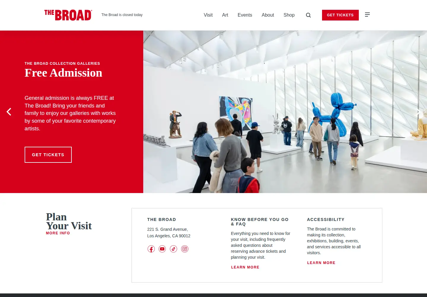 Captured homepage of thebroad.org in the current scan