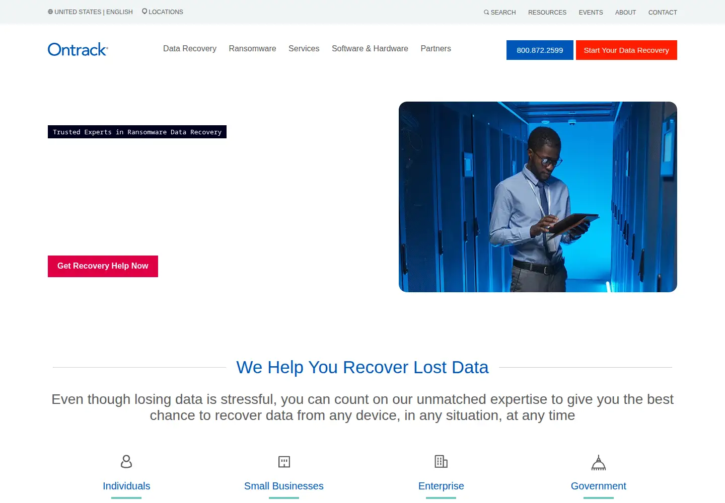 Screenshot of ontrack.com