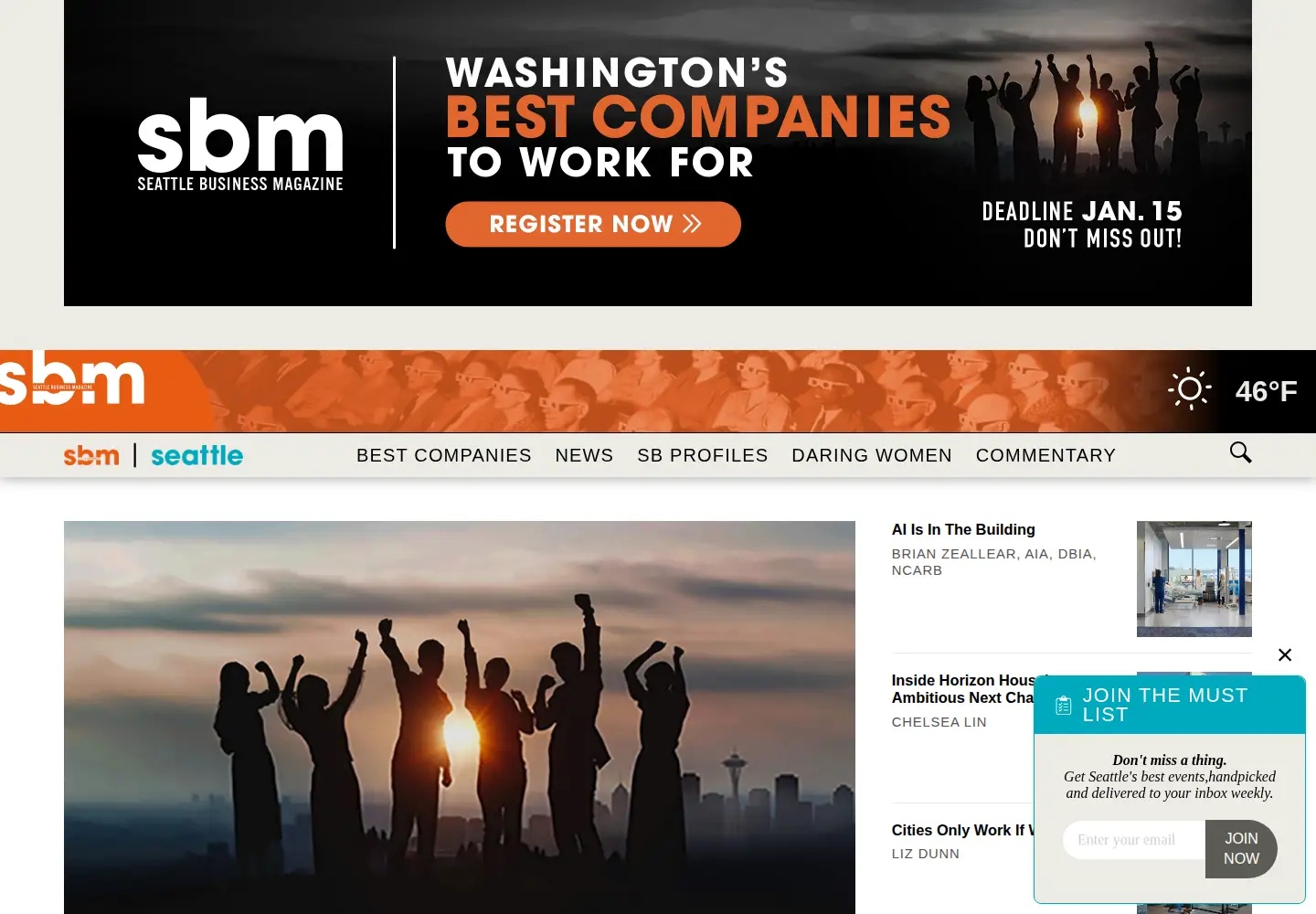 Captured homepage of seattlebusinessmag.com in the current scan