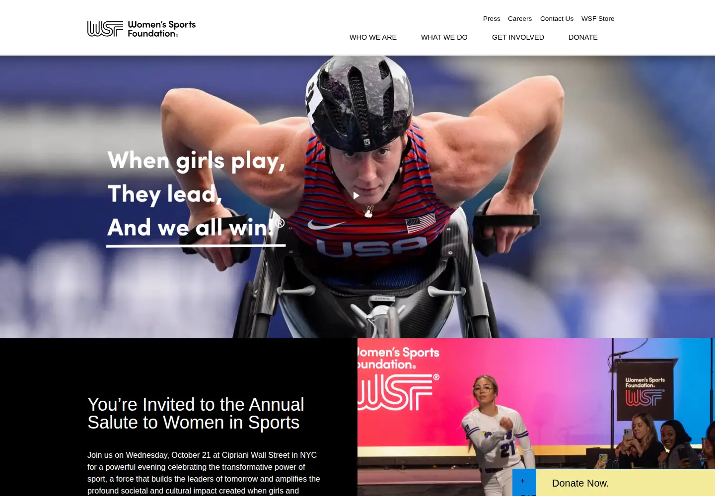 Captured homepage of womenssportsfoundation.org in the current scan