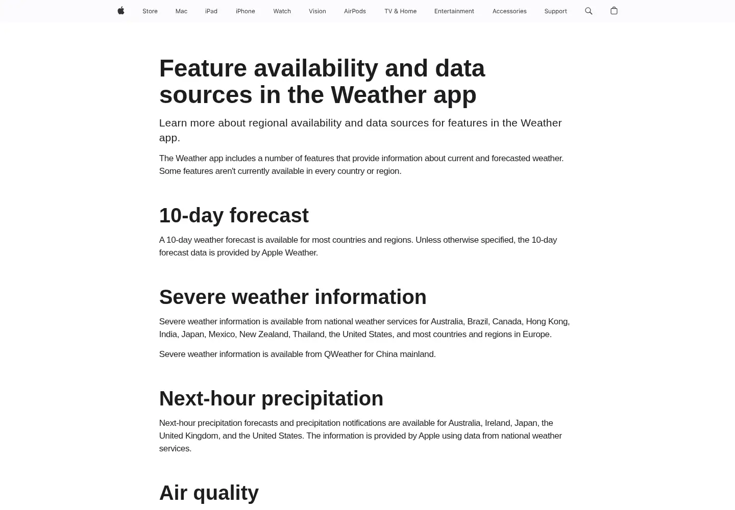 Screenshot of darksky.net