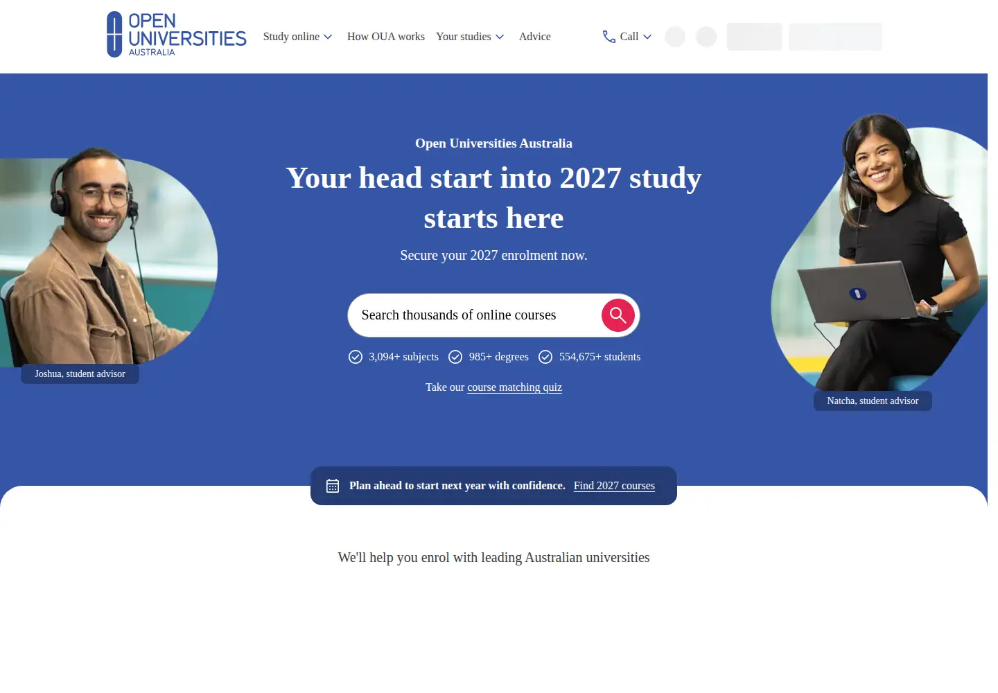 Screenshot of open.edu.au