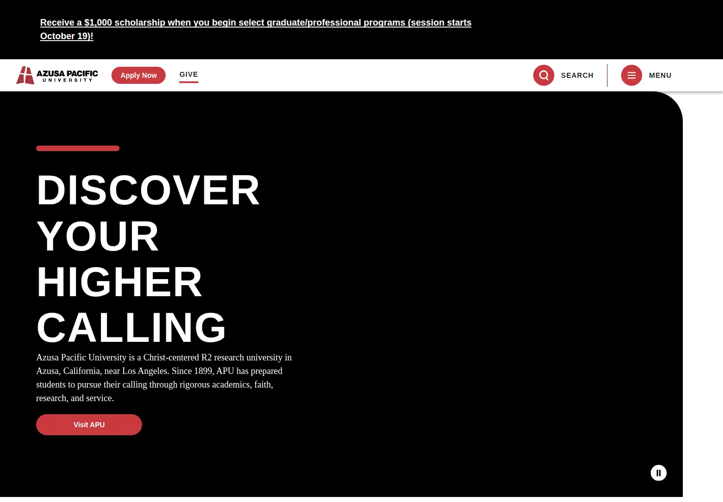 Screenshot of apu.edu
