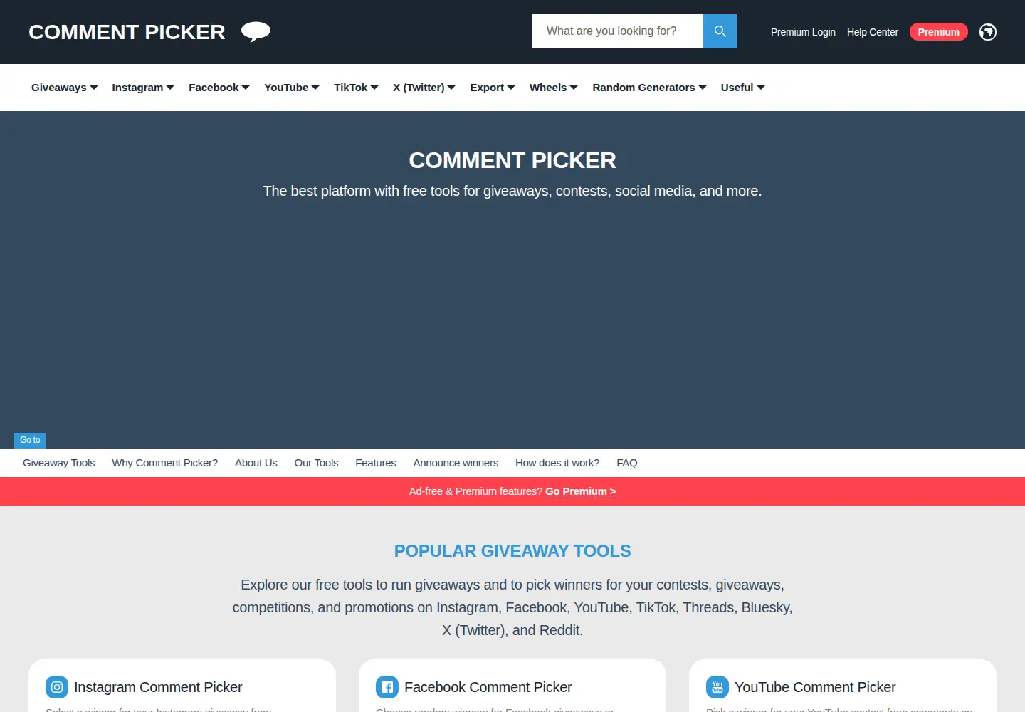 Captured homepage of commentpicker.com in the current scan