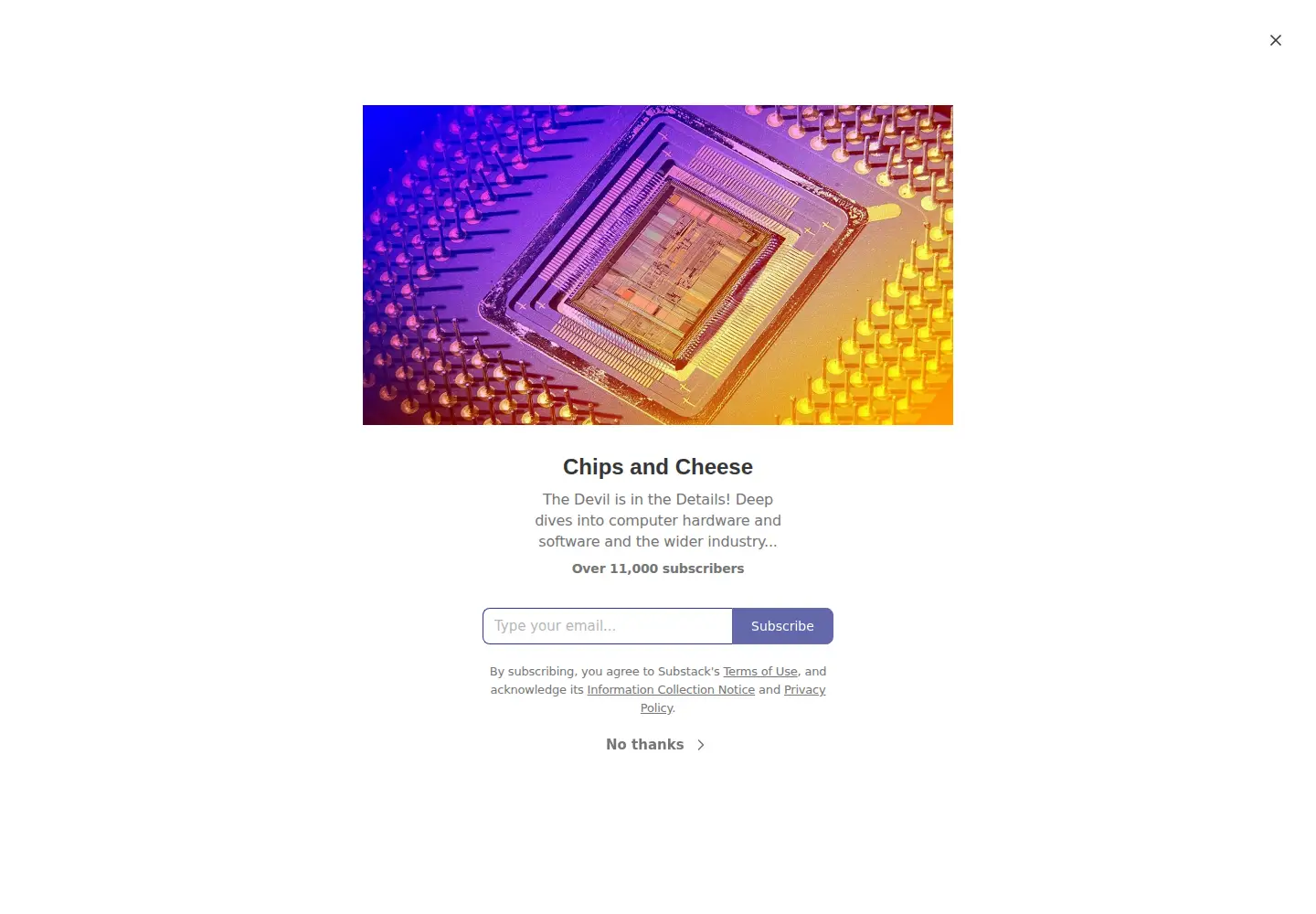 Screenshot of chipsandcheese.com