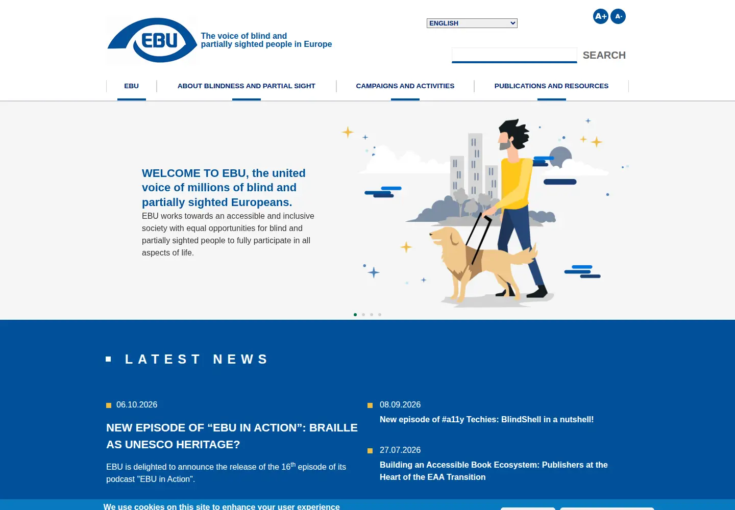 Captured homepage of euroblind.org in the current scan