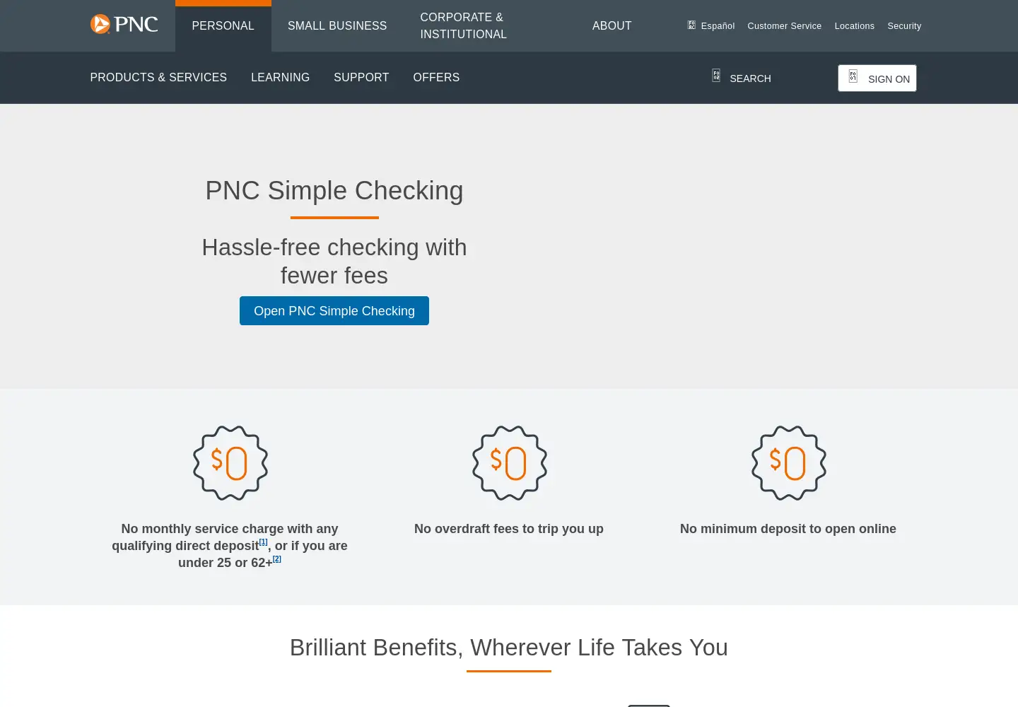 Captured homepage of simple.com in the current scan