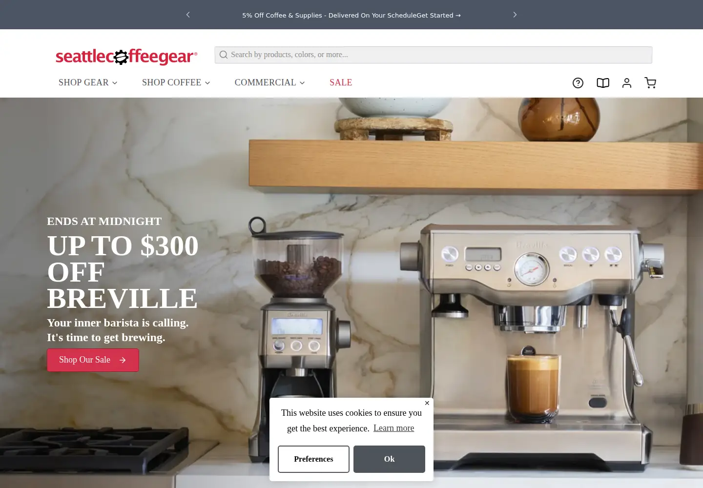 Screenshot of seattlecoffeegear.com