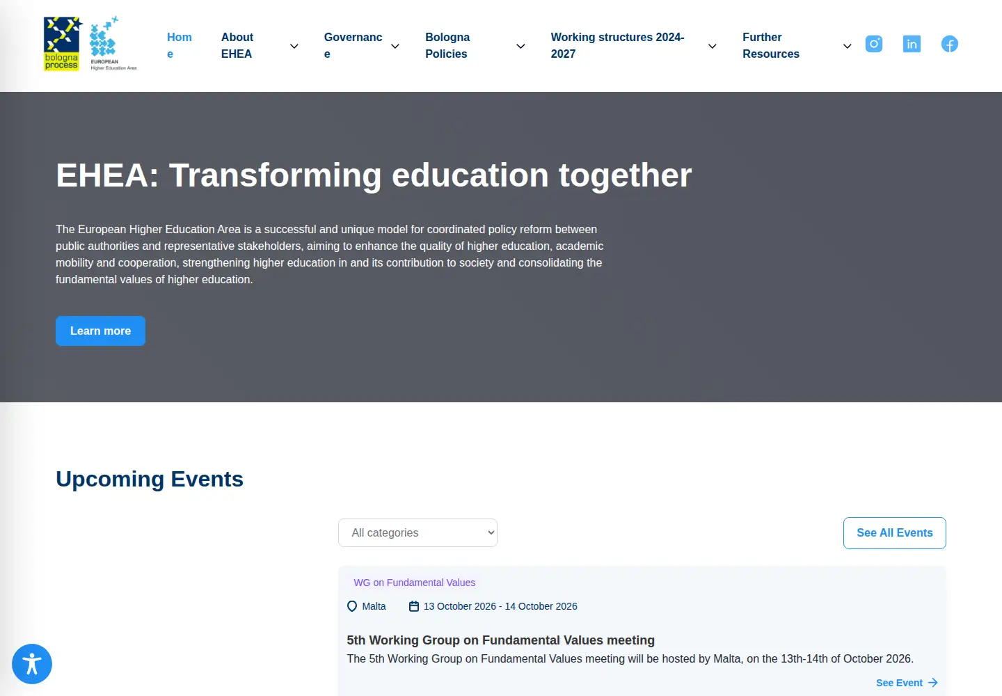 Captured homepage of ehea.info in the current scan