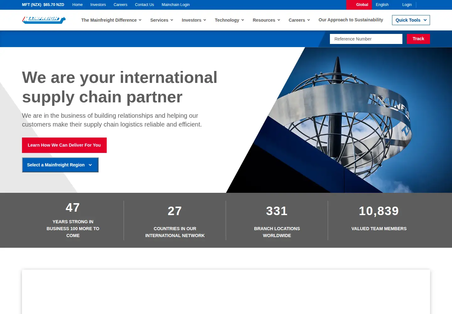Screenshot of mainfreight.com
