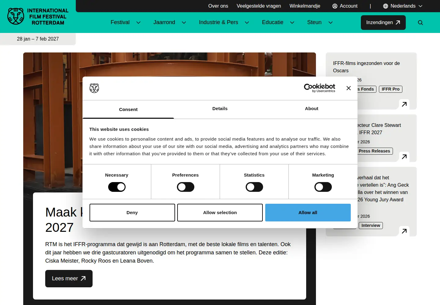Screenshot of iffr.com