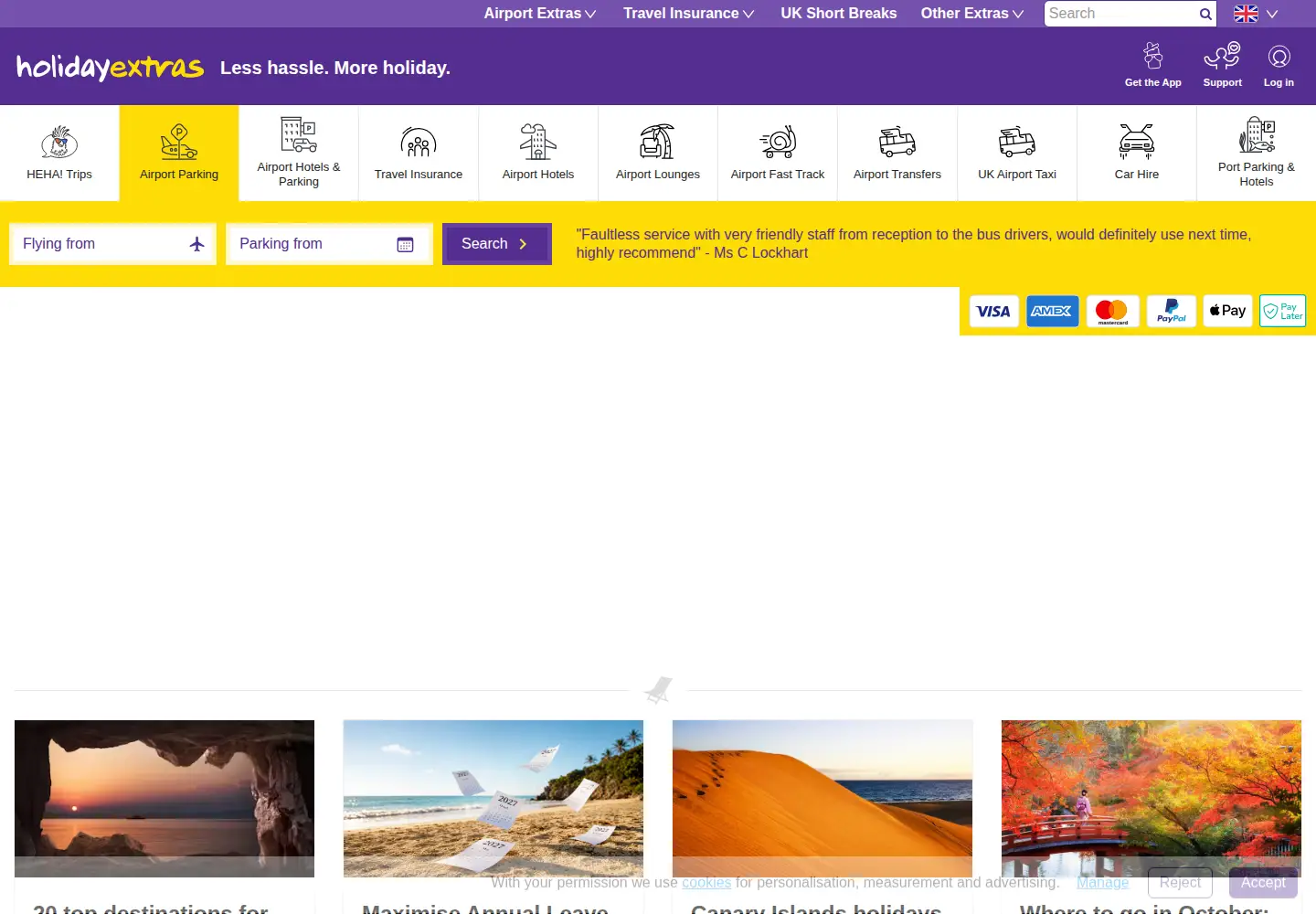 Screenshot of holidayextras.co.uk