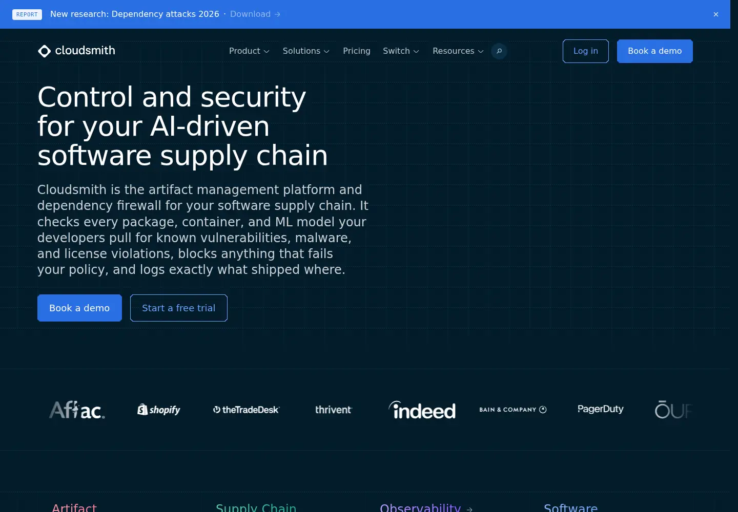 Screenshot of cloudsmith.com
