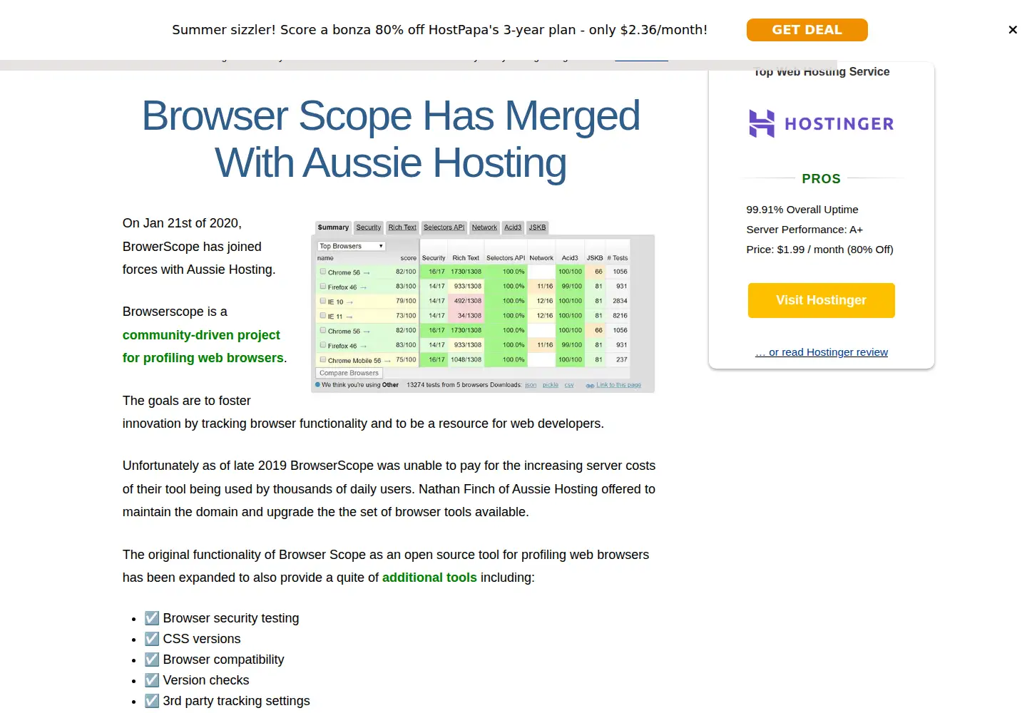 Screenshot of browserscope.org