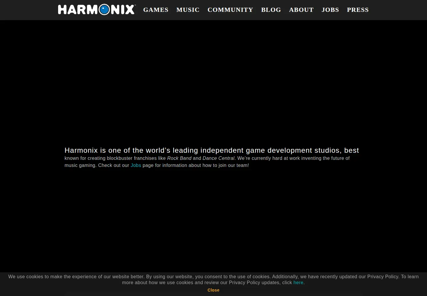 Screenshot of harmonixmusic.com