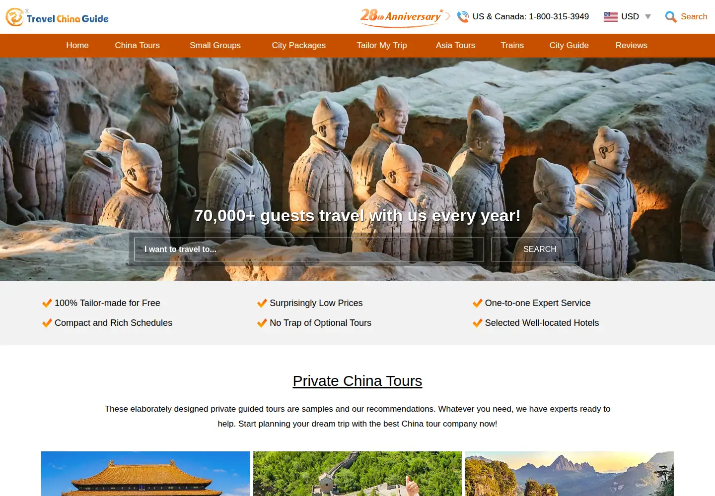Captured homepage of travelchinaguide.com in the current scan