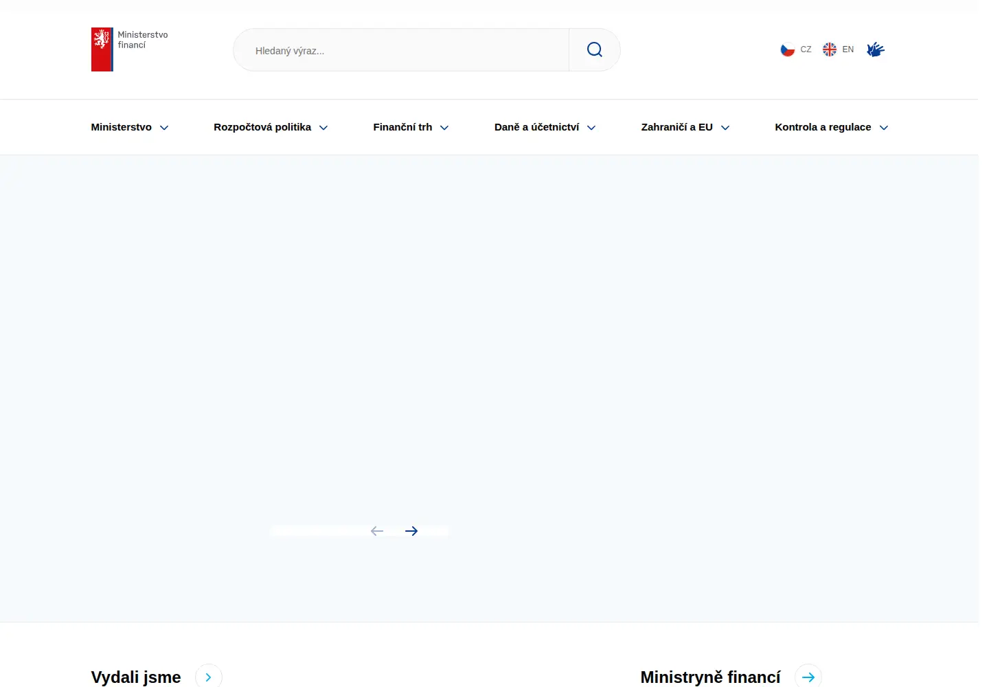 Captured homepage of mfcr.cz in the current scan