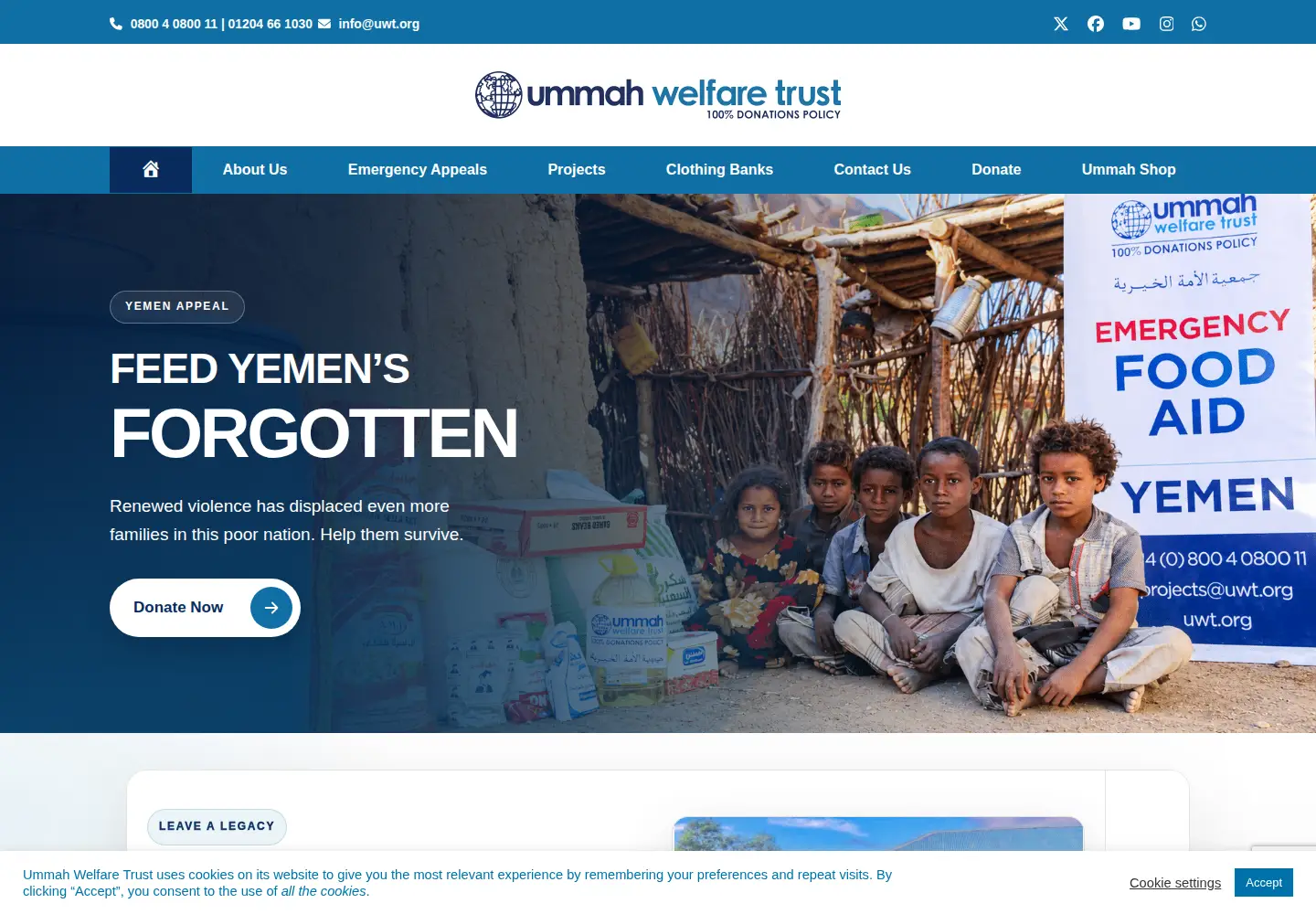 Captured homepage of uwt.org in the current scan
