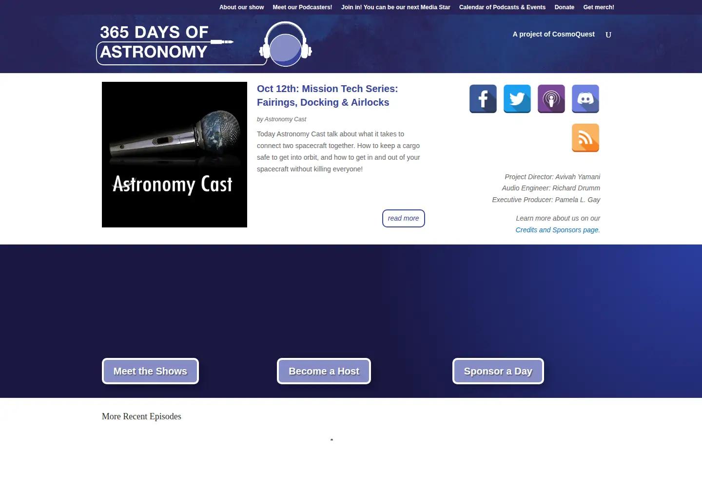 Screenshot of 365daysofastronomy.org