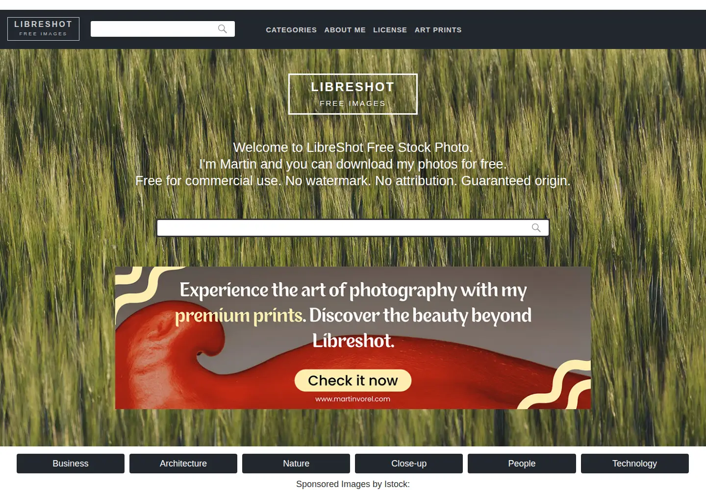 Screenshot of libreshot.com