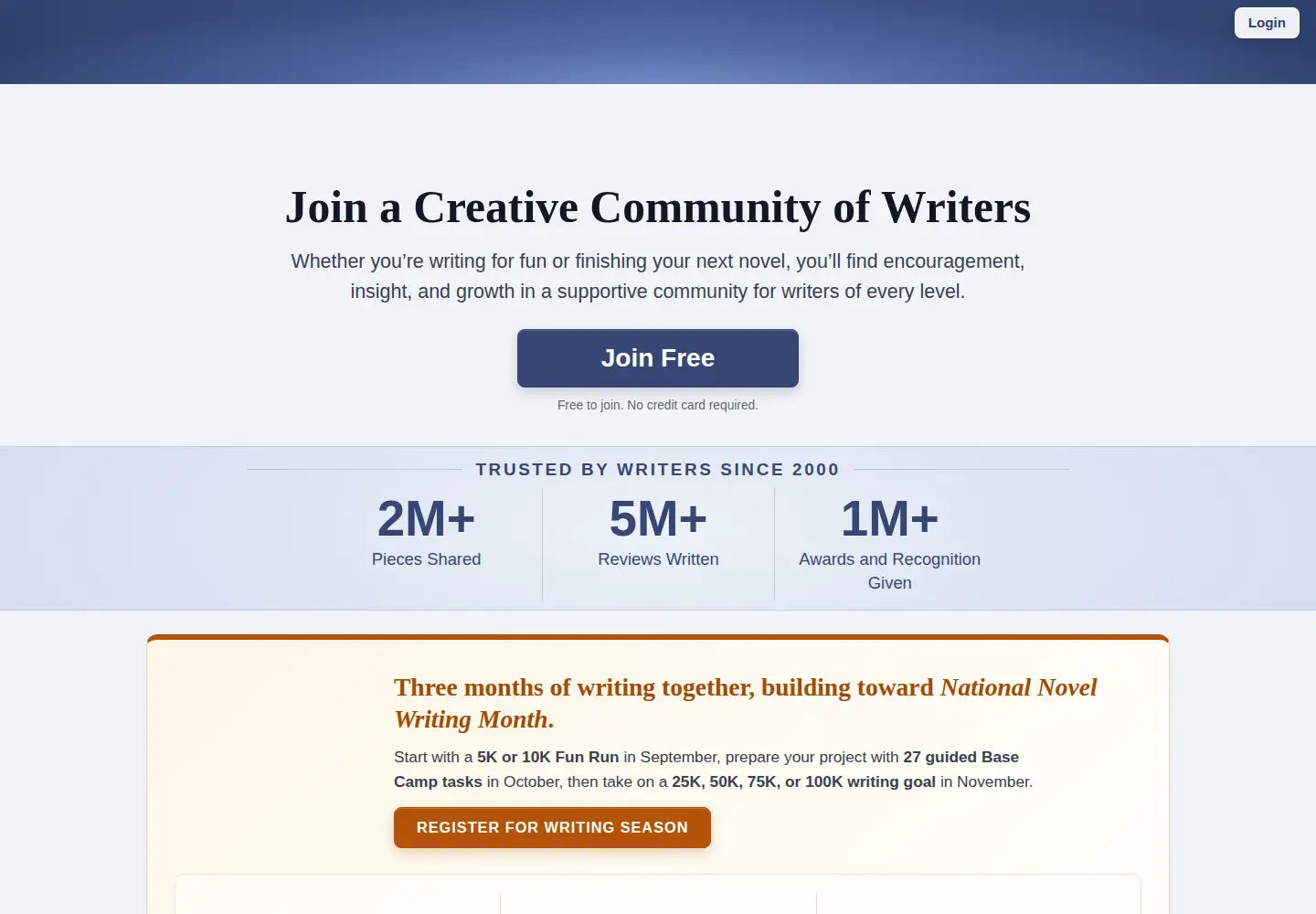 Screenshot of writing.com