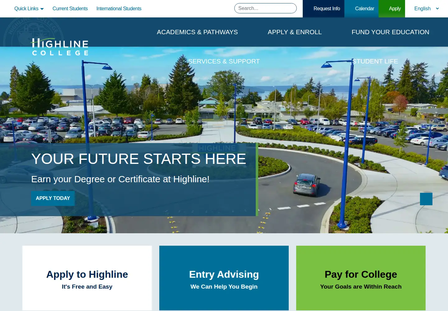 Screenshot of highline.edu