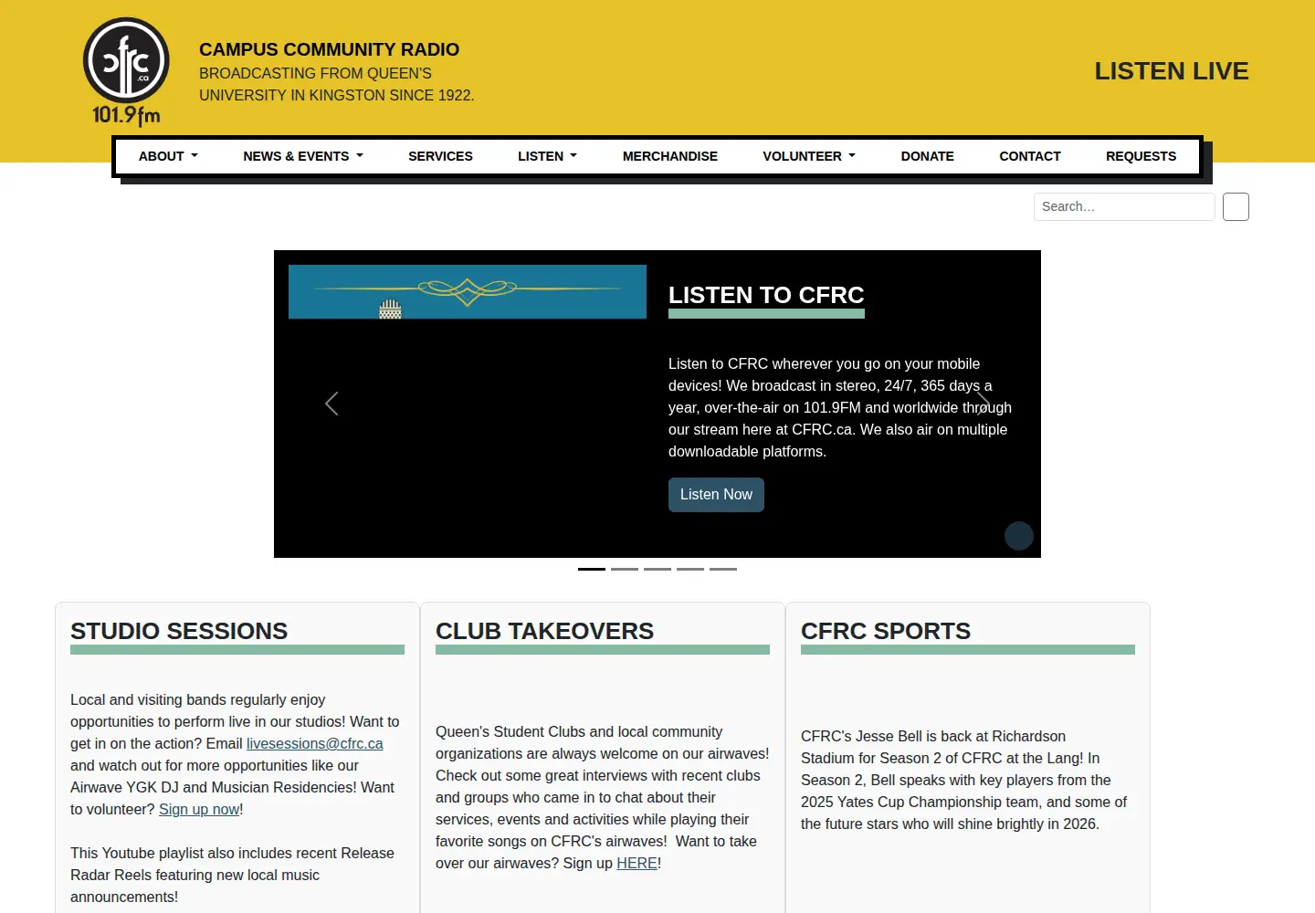 Screenshot of cfrc.ca