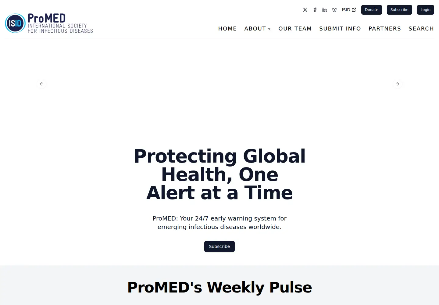 Captured homepage of promedmail.org in the current scan