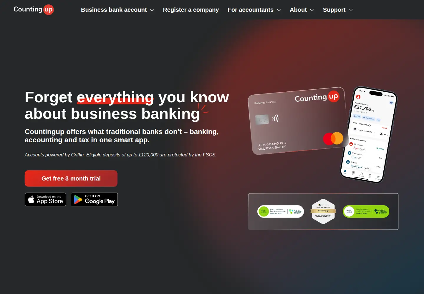 Captured homepage of countingup.com in the current scan