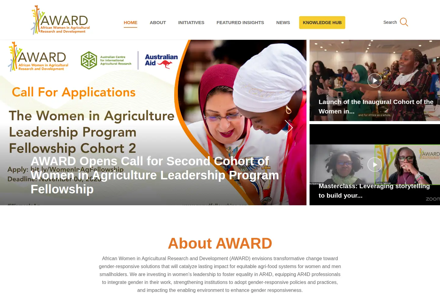 Captured homepage of awardfellowships.org in the current scan