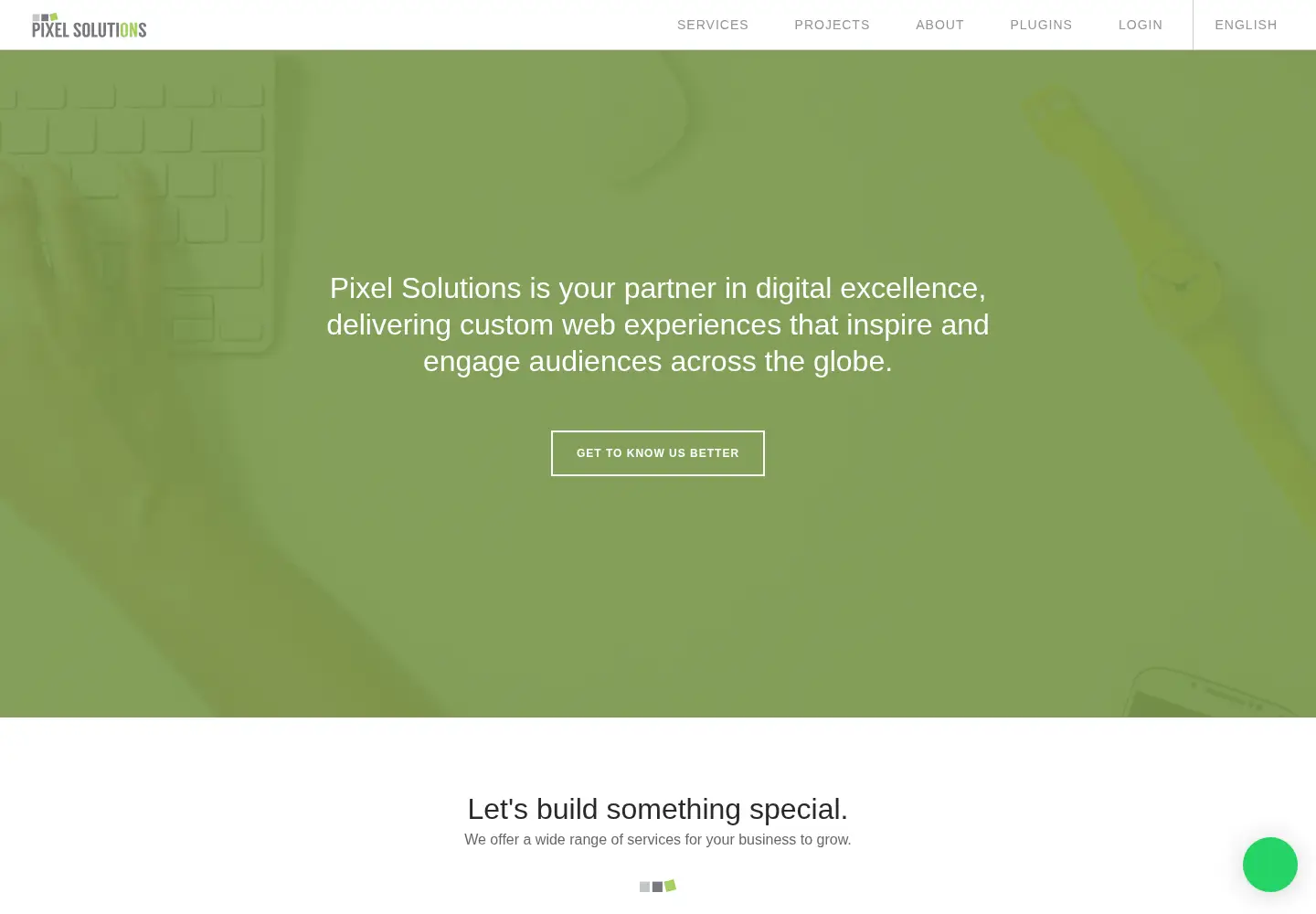 Captured homepage of pixelsolutions.biz in the current scan