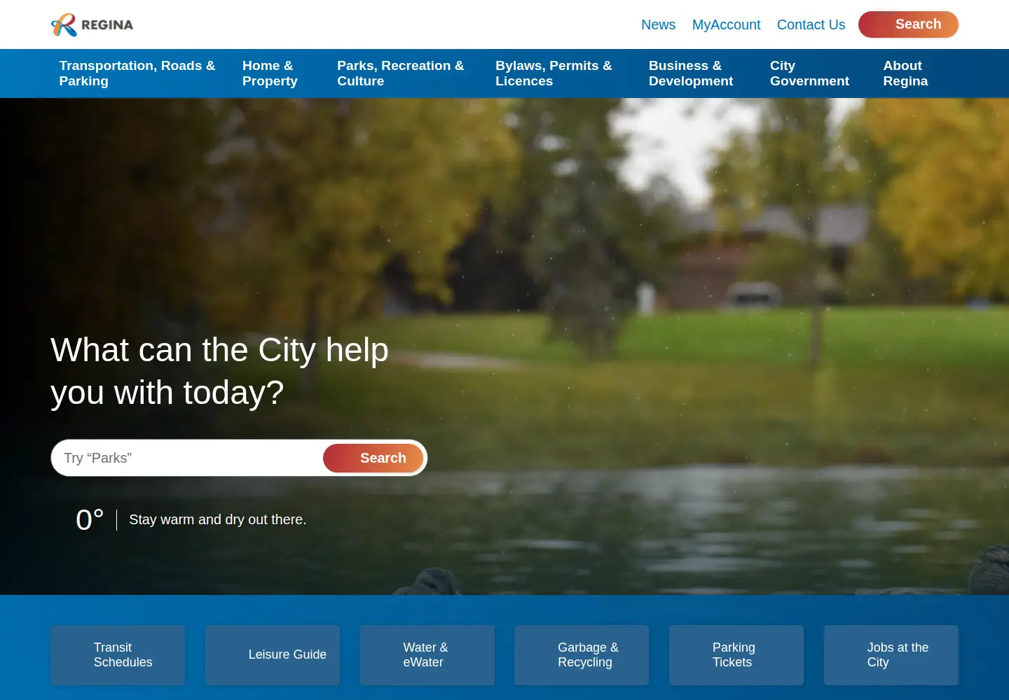 Captured homepage of regina.ca in the current scan