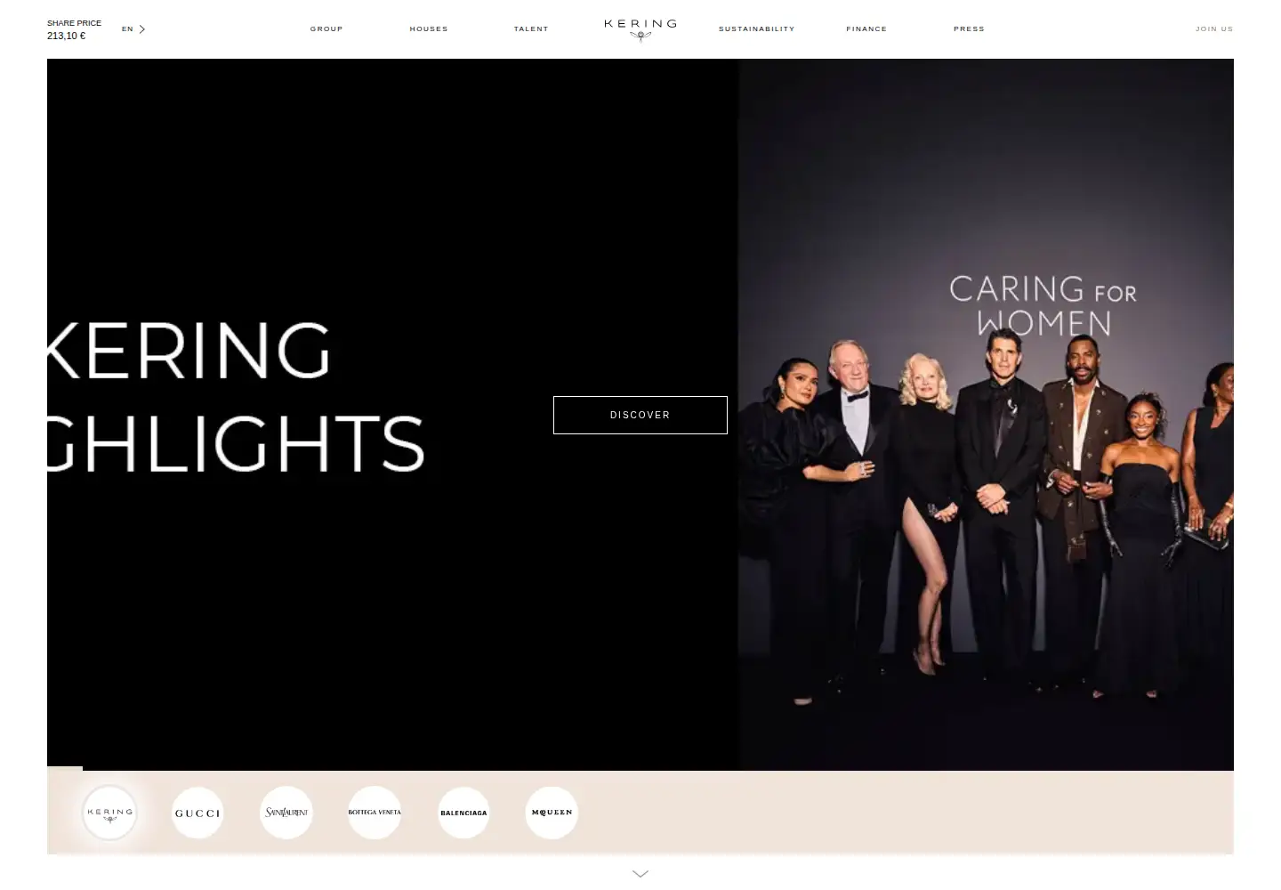 Screenshot of kering.com