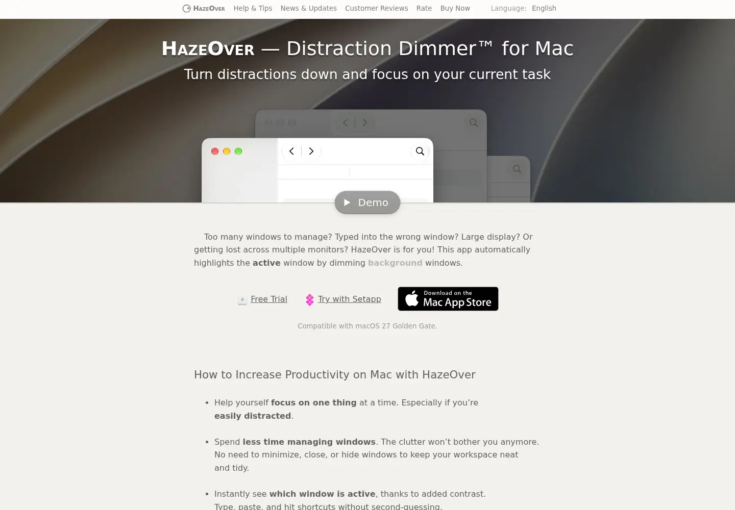 Captured homepage of hazeover.com in the current scan