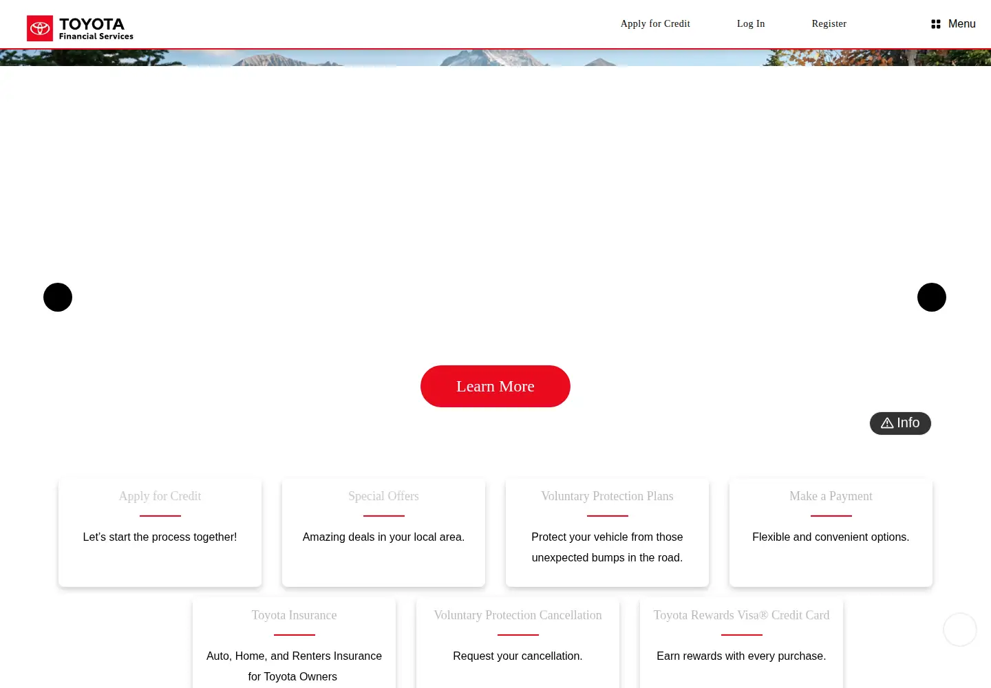 Screenshot of toyotafinancial.com