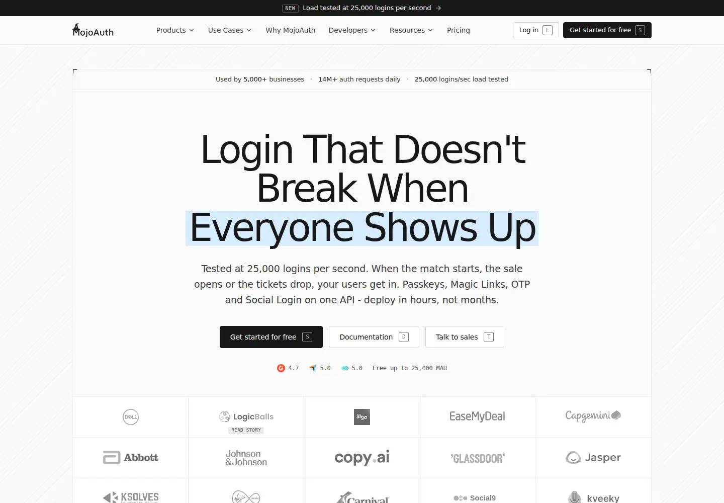 Screenshot of mojoauth.com