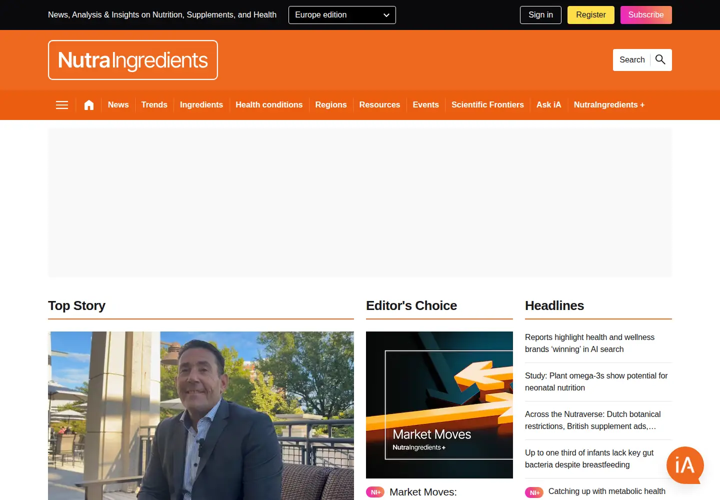 Screenshot of nutraingredients.com
