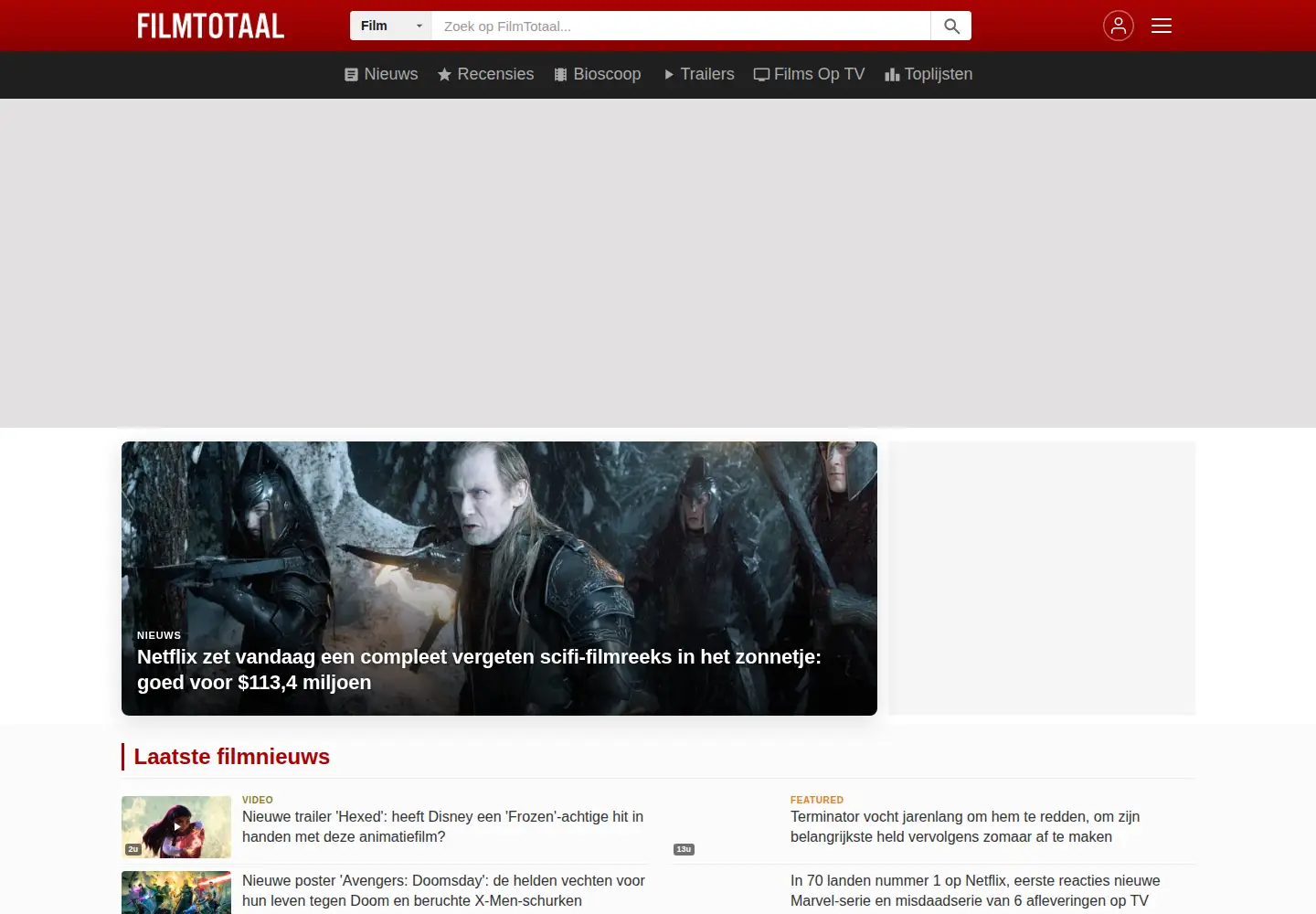 Captured homepage of filmtotaal.nl in the current scan